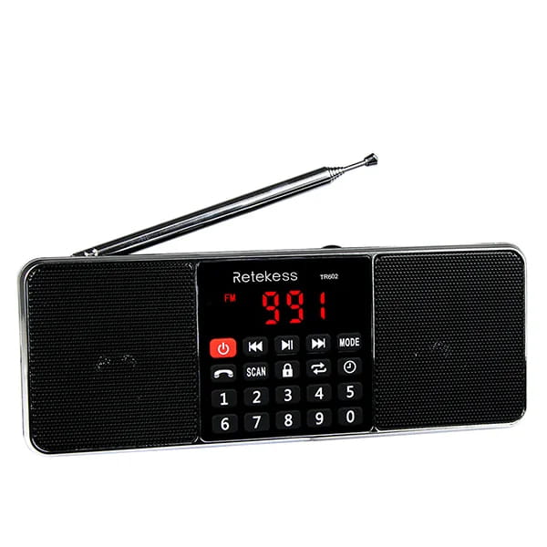 RETEKESS TR602 Digital Portable Radio AM FM Bluetooth Speaker Stereo MP3 Player TF/SD Card USB Drive Handsfree Call LED