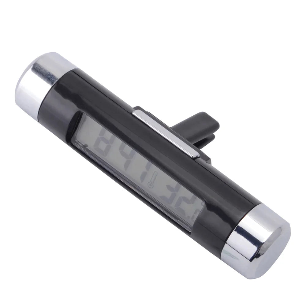 2in1 Car Auto LCD Clip-on Digital Temperature Thermometer Clock Calendar Automotive Blue Backlight