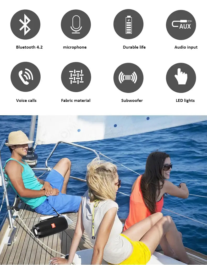 Wireless Speaker Bluetooth-compatible Microlab Portable Powerful High Outdoor Bass TF FM Radio with LED Light