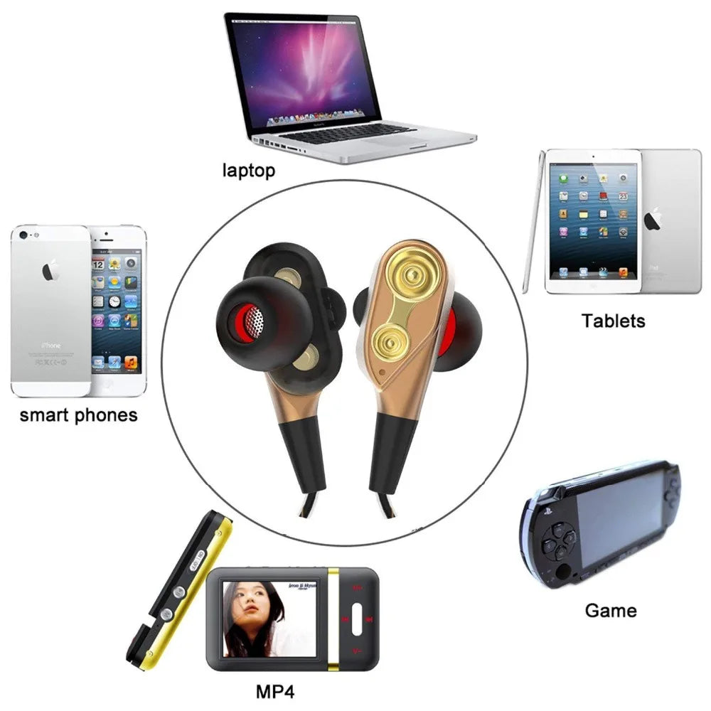 Dual Drive Stereo Wired Earphone In ear Headset Earbuds Bass Earphones For IPhone Samsung 3.5mm Sport Gaming With Micoup