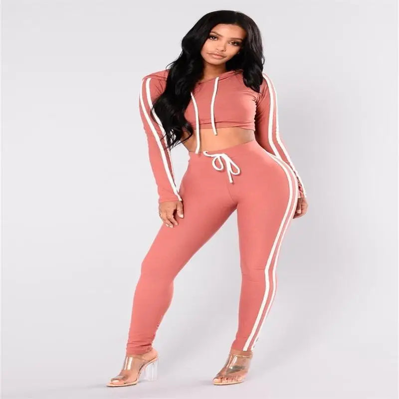 Autumn And Winter pink women tracksuit Sexy Exercise 2 piece woman set Ladies New Style sweat suits