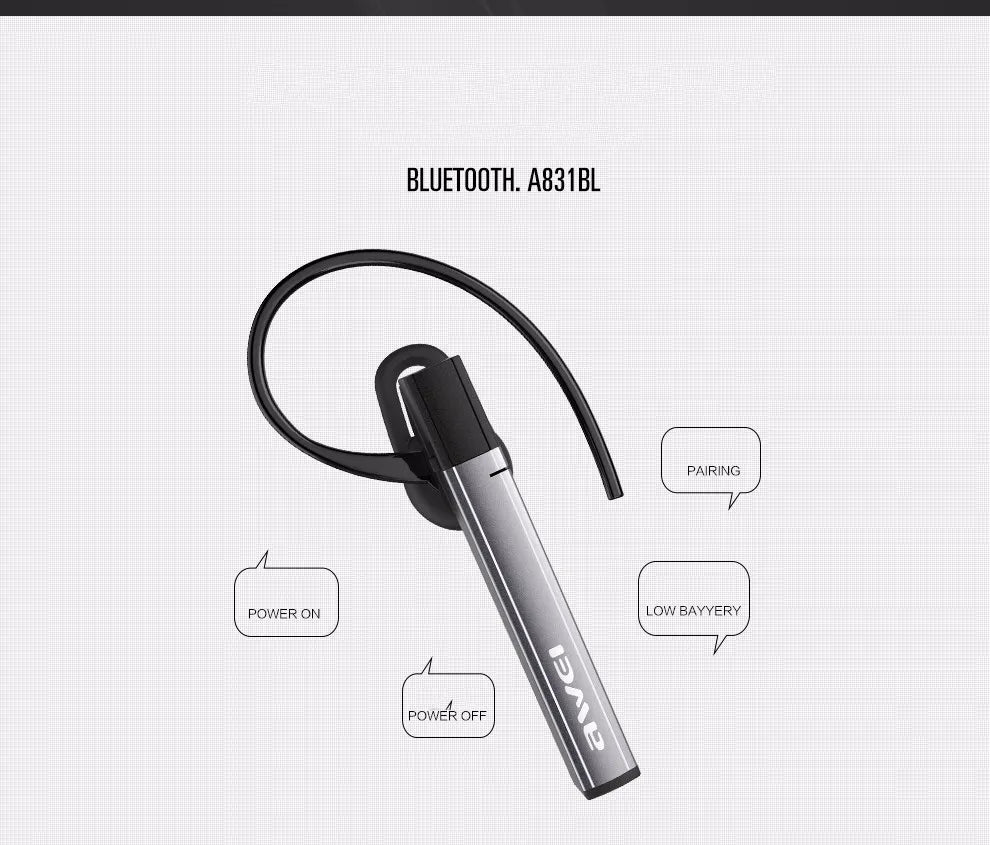 Awei A831BL Business Mono Wireless Earphone Bluetooth Headphones Hands Free With Microphone