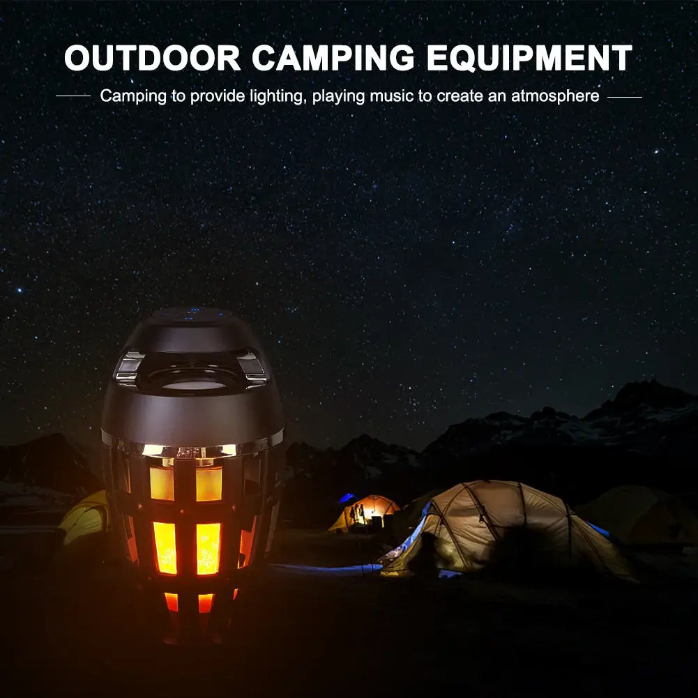 Portable Flame Lamp Bluetooth Speaker Touch Soft Flash Light Effect Camping Lantern With USB Cable