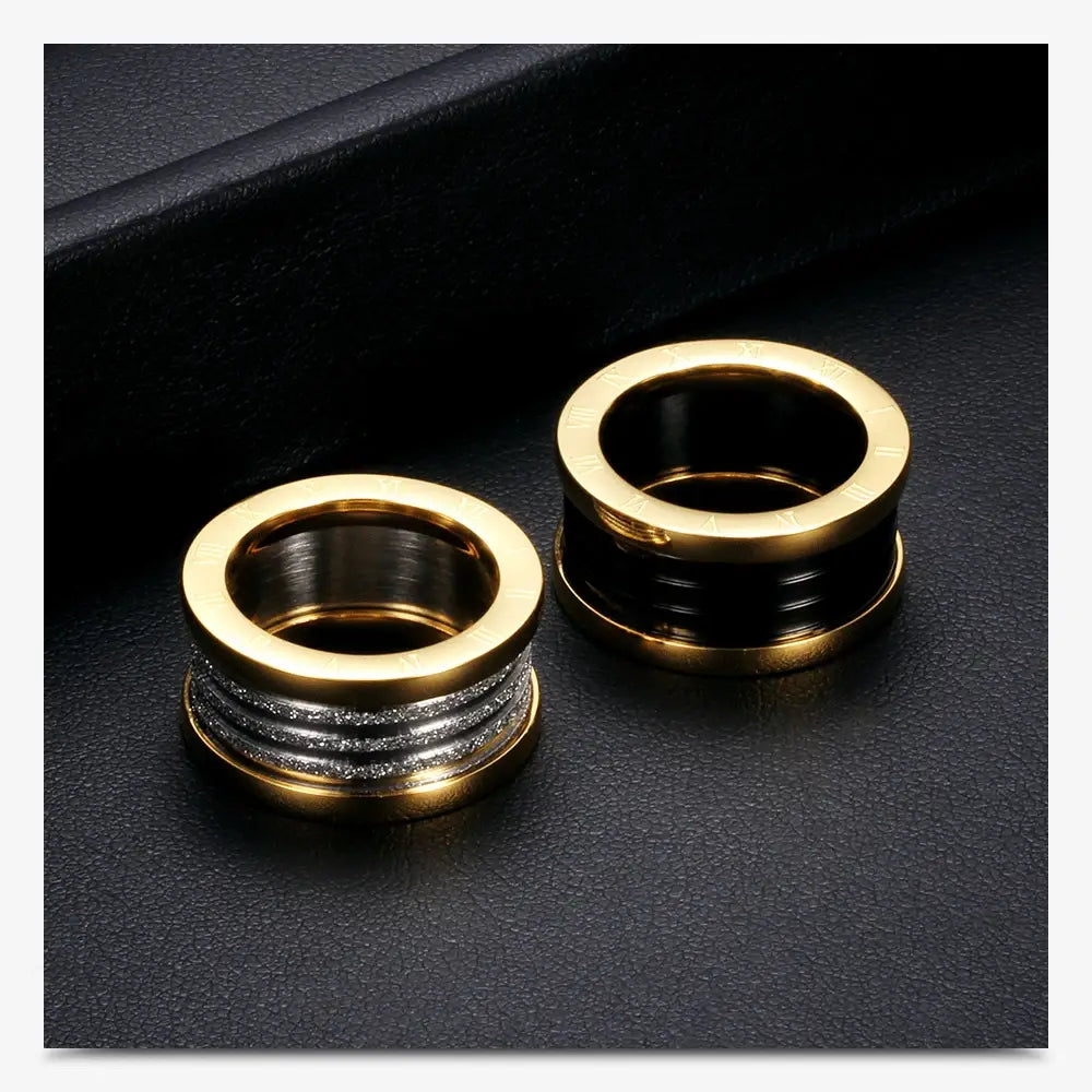Two Color Vintage Antique Retro Stainless steel Rings For Women Men Jewelry Engagement Wedding