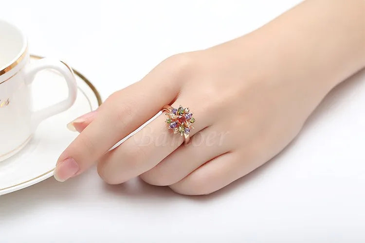 BAMOER Finger Ring with AAA Cubic Zircon Engagement Jewelry #6 7 8 9 JIR029