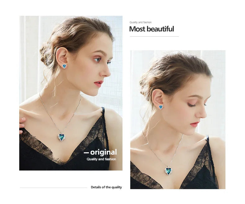 Cdyle Angel Wings Necklace Crystals from Swarovski Necklaces Fashion Jewelry For Women Heart Of Mother’s Day Gifts