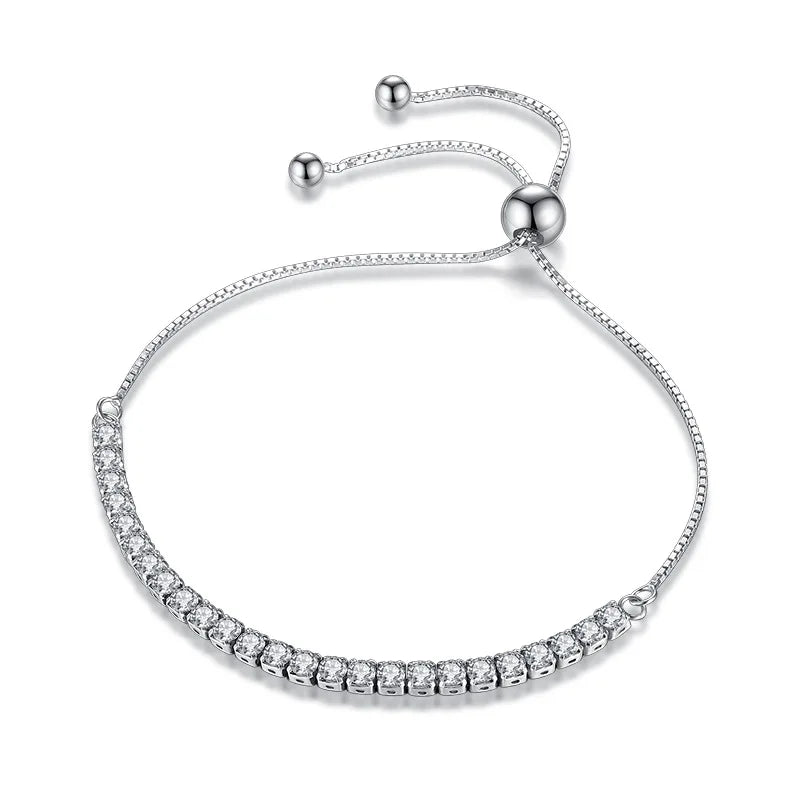 Sterling Silver Sparkling Strand Bracelet Women Link Tennis Jewelry VBS4087