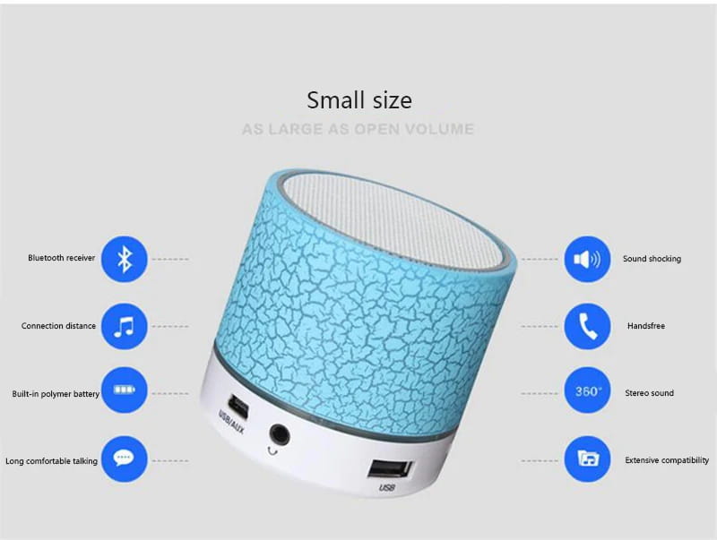 A9 LED Bluetooth Speaker Mini Speakers Hands Free Portable Wireless With TF Card Mic USB Audio Music Player