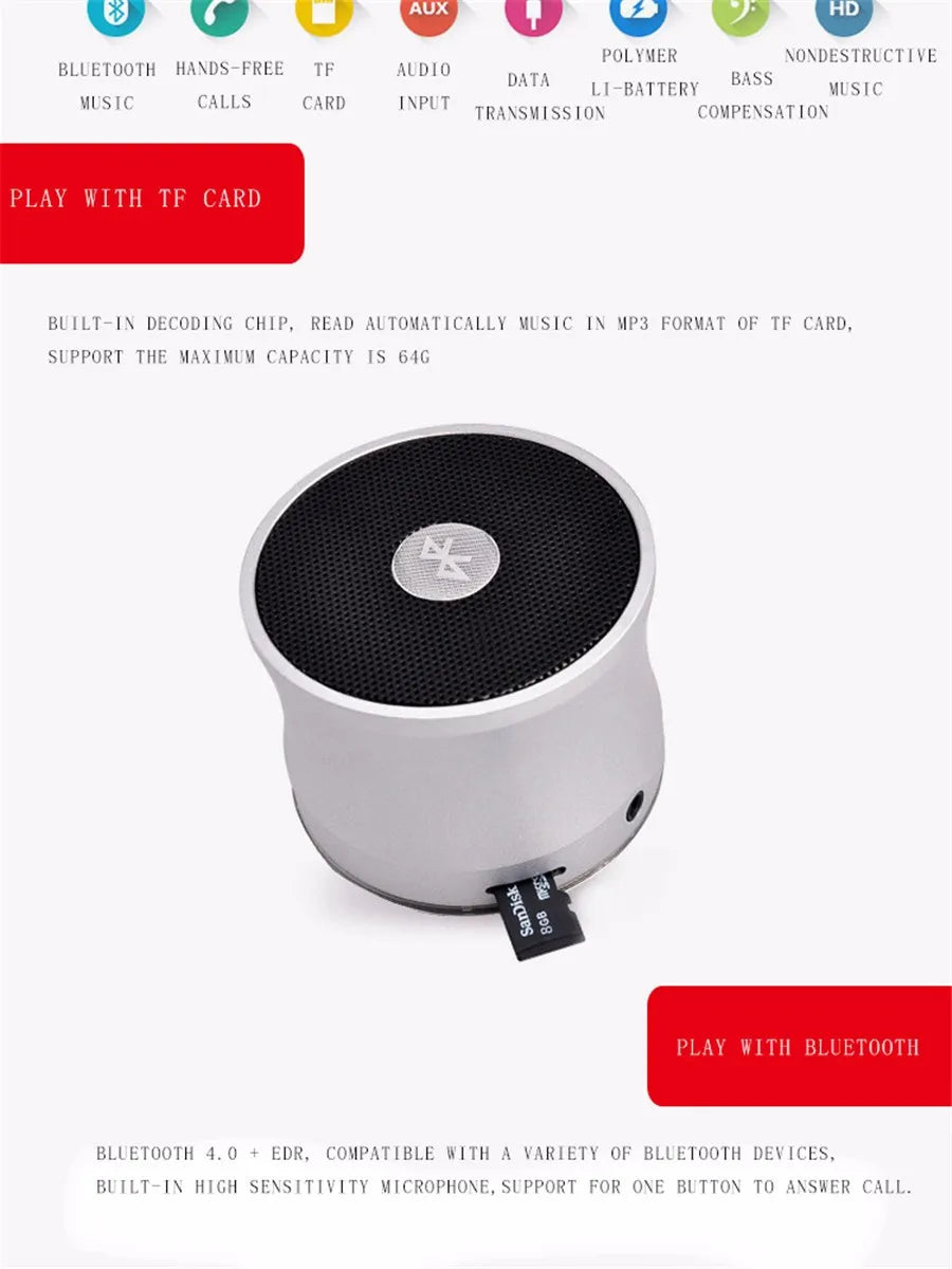 Bluetooth V2.0 Speaker Super Bass Portable Speakers Support Handsfree Call