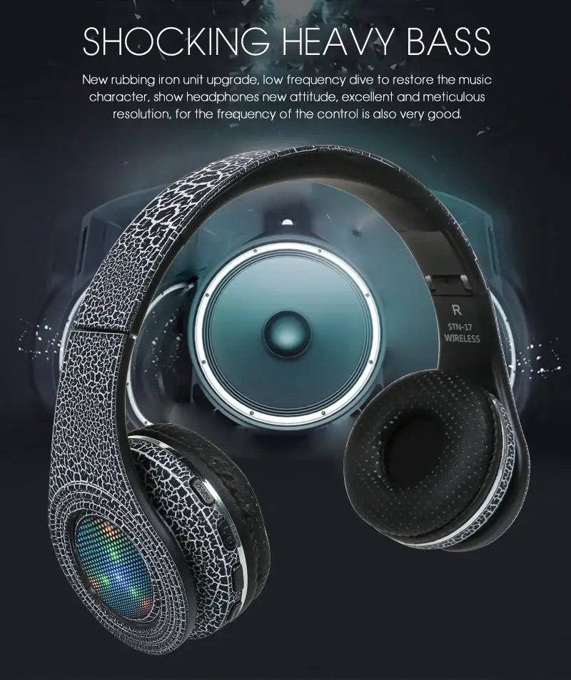 TOPROAD Casque Auriculares Bluetooth Headset Glowing LED Big Wireless Earphone Head Phone