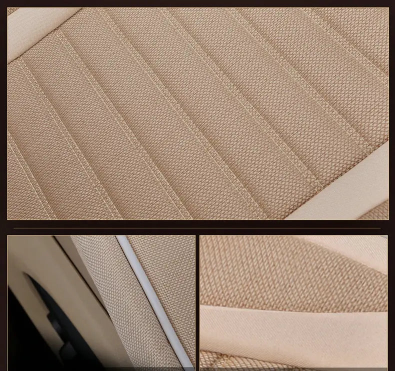 Car Seat Cover,Flax Cushion Seasons Universal Breathable For Most Four-Door Sedan&SUV Ultra-Luxury Protection