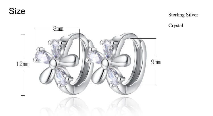 Fanqieliu Sterling 925 Silver Earrings Natural Crystal Small Flower Hoop For Woman FQL3235