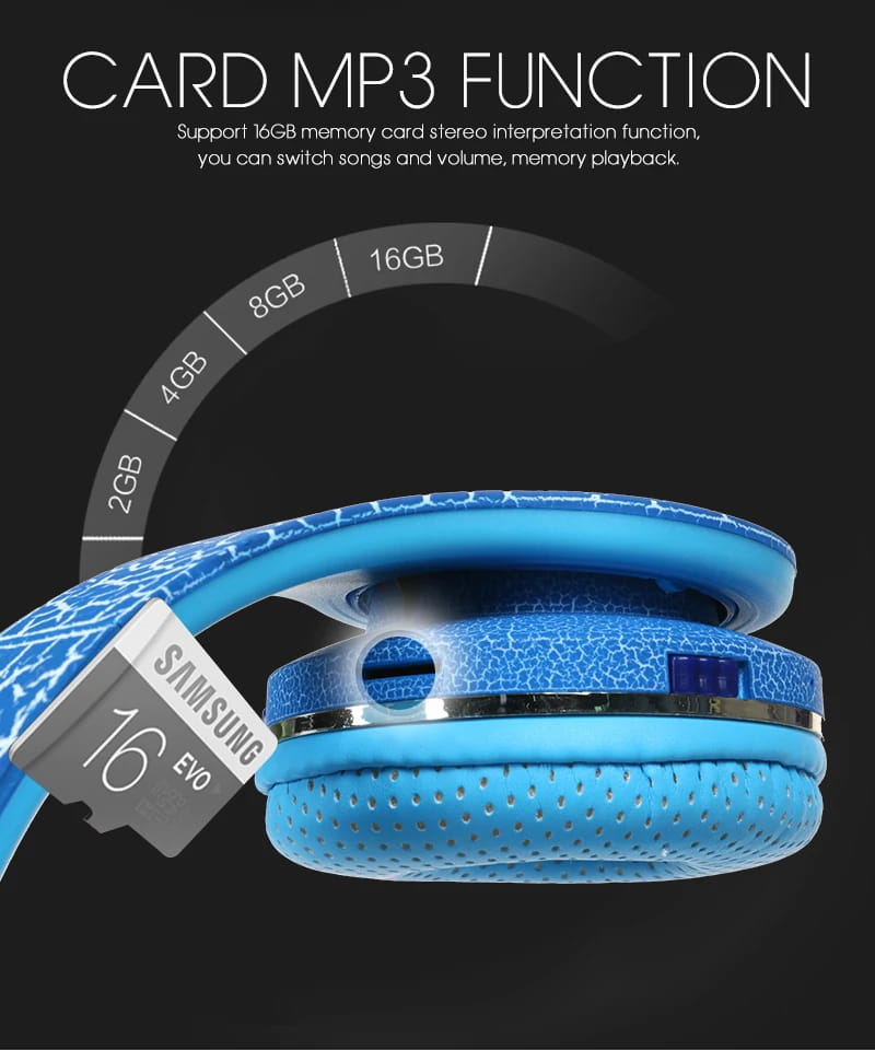 TOPROAD Casque Auriculares Bluetooth Headset Glowing LED Big Wireless Earphone Head Phone