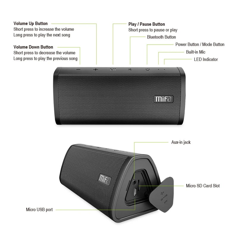 Mifa Portable Bluetooth speaker Wireless Outdoor Loudspeaker Sound System 10W stereo Music surround Waterproof