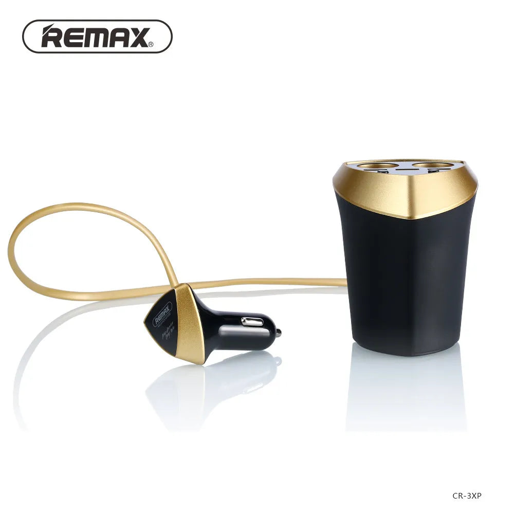Remax Smart Car Cup 3 USB Charger Cigarette Lighter Voltage Display Plug Socket Splitter
