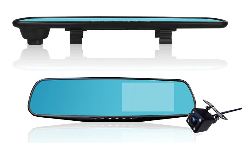 Full HD 1080P Car Dvr Camera Auto 4.3 Inch Rearview Mirror Digital Video Recorder Dual Lens Registratory Camcorder