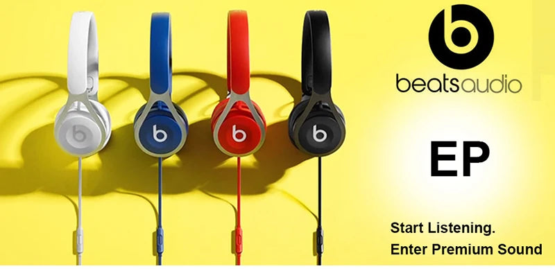Beats EP Original Wired On-Ear Headphone Inline Volume Control Adjustable Noise Isolation Vertical Sliders Fine-tuned