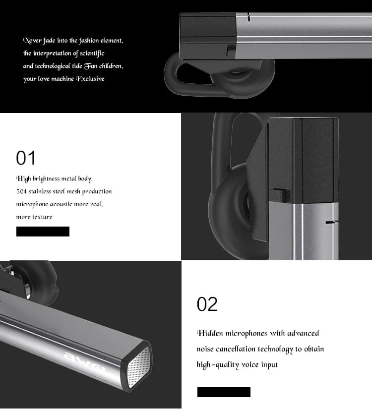 Awei A831BL Business Mono Wireless Earphone Bluetooth Headphones Hands Free With Microphone