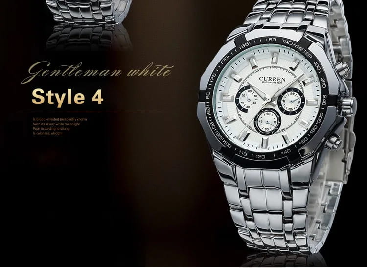 Curren men luxury brand military stainless steel chronograph watch