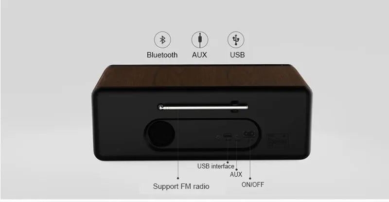 REMAX Retro Wood Dual Loudspeakers Wireless Bluetooth Speaker Support AUX Radio Fm For Xiaomi Iphone Samsung