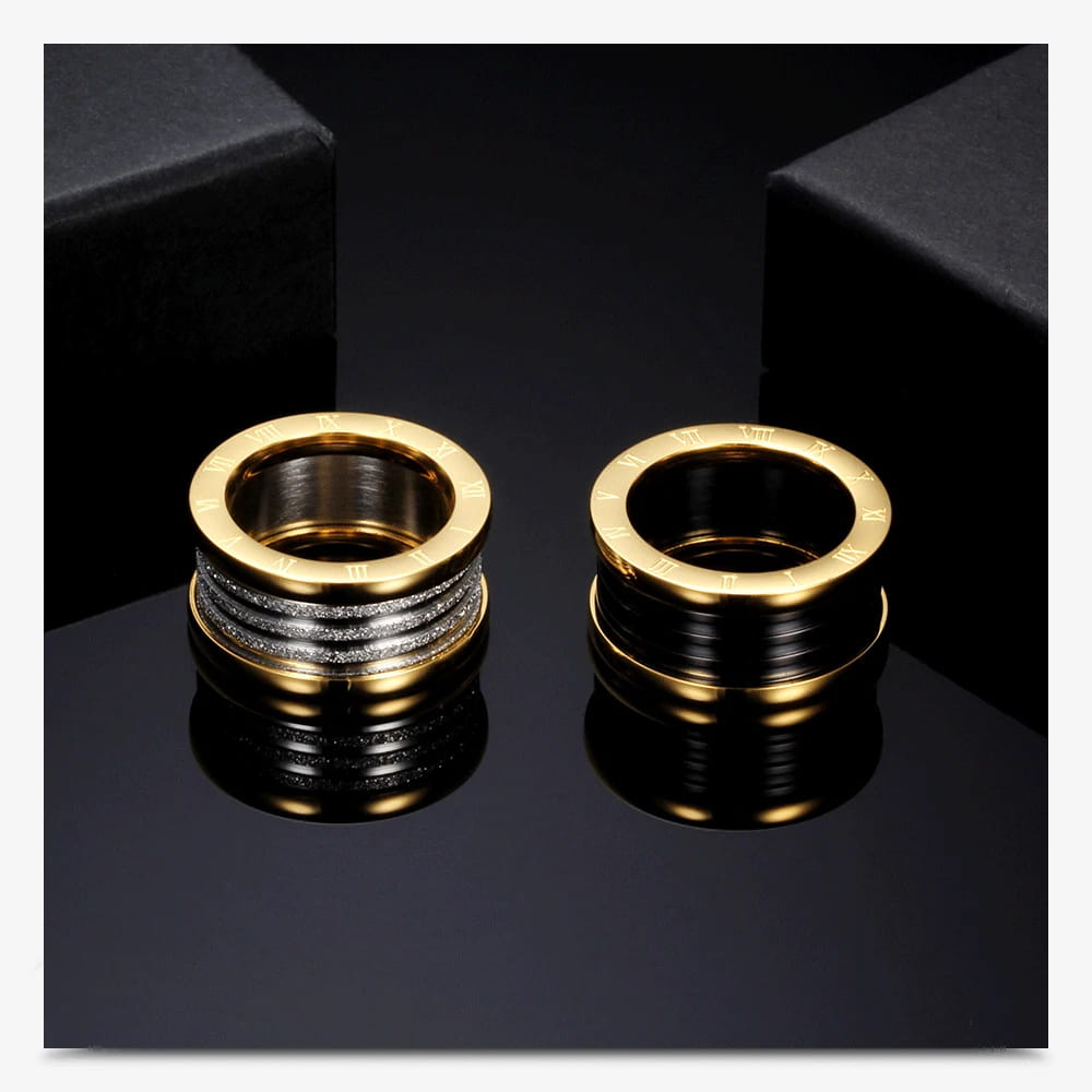 Two Color Vintage Antique Retro Stainless steel Rings For Women Men Jewelry Engagement Wedding