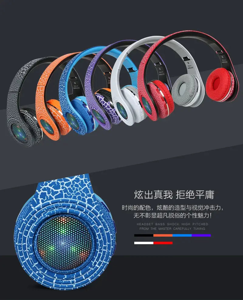 TOPROAD Casque Auriculares Bluetooth Headset Glowing LED Big Wireless Earphone Head Phone