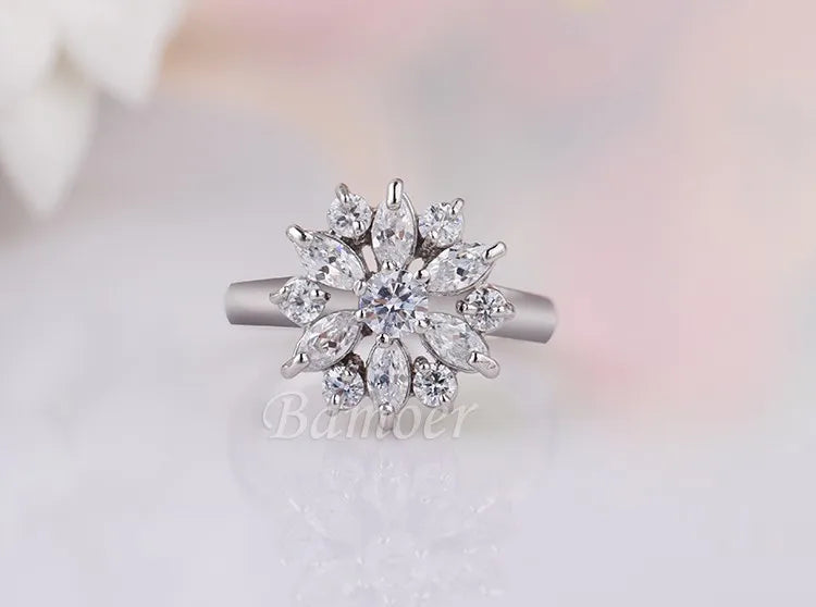 BAMOER Finger Ring with AAA Cubic Zircon Engagement Jewelry #6 7 8 9 JIR029