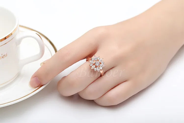 BAMOER Finger Ring with AAA Cubic Zircon Engagement Jewelry #6 7 8 9 JIR029
