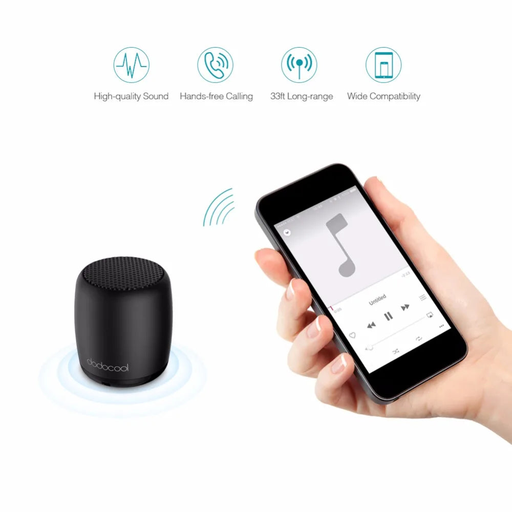 dodocool Loudspeaker Bluetooth Speaker Portable Stereo Handsfree Music Square Box Mini Wireless for Compute Phone PC
