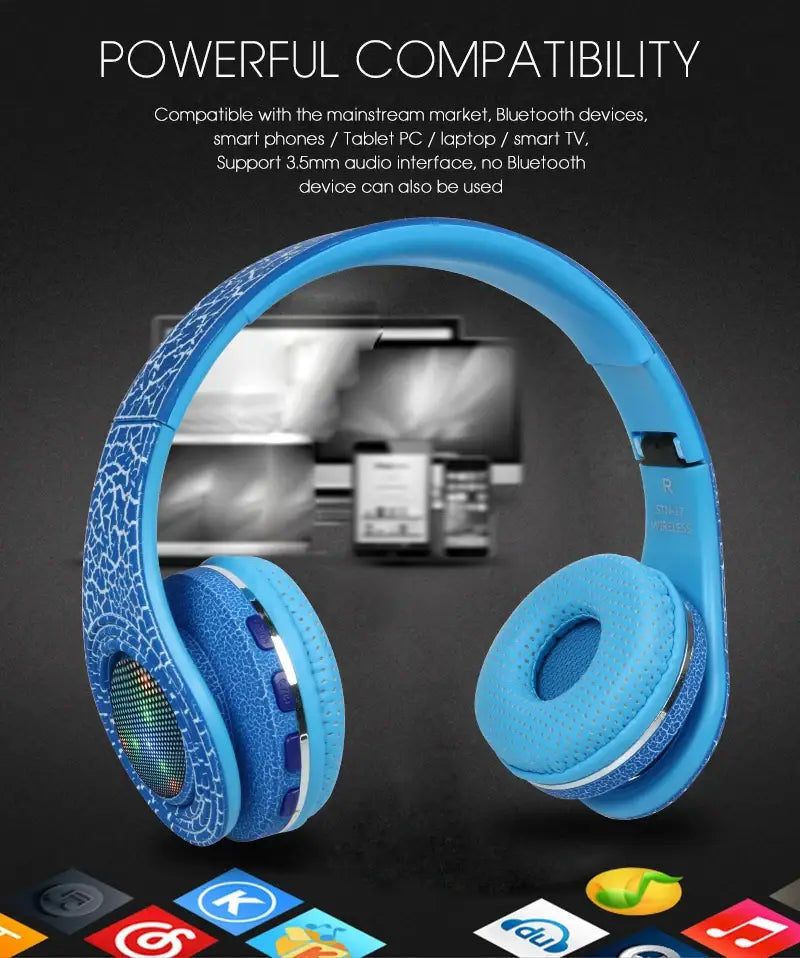 TOPROAD Casque Auriculares Bluetooth Headset Glowing LED Big Wireless Earphone Head Phone