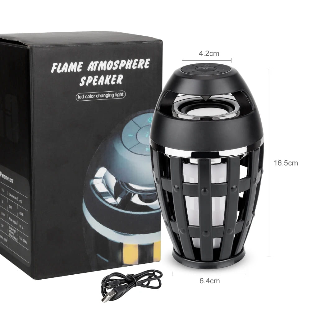 Portable Flame Lamp Bluetooth Speaker Touch Soft Flash Light Effect Camping Lantern With USB Cable