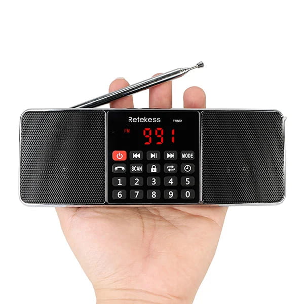 RETEKESS TR602 Digital Portable Radio AM FM Bluetooth Speaker Stereo MP3 Player TF/SD Card USB Drive Handsfree Call LED