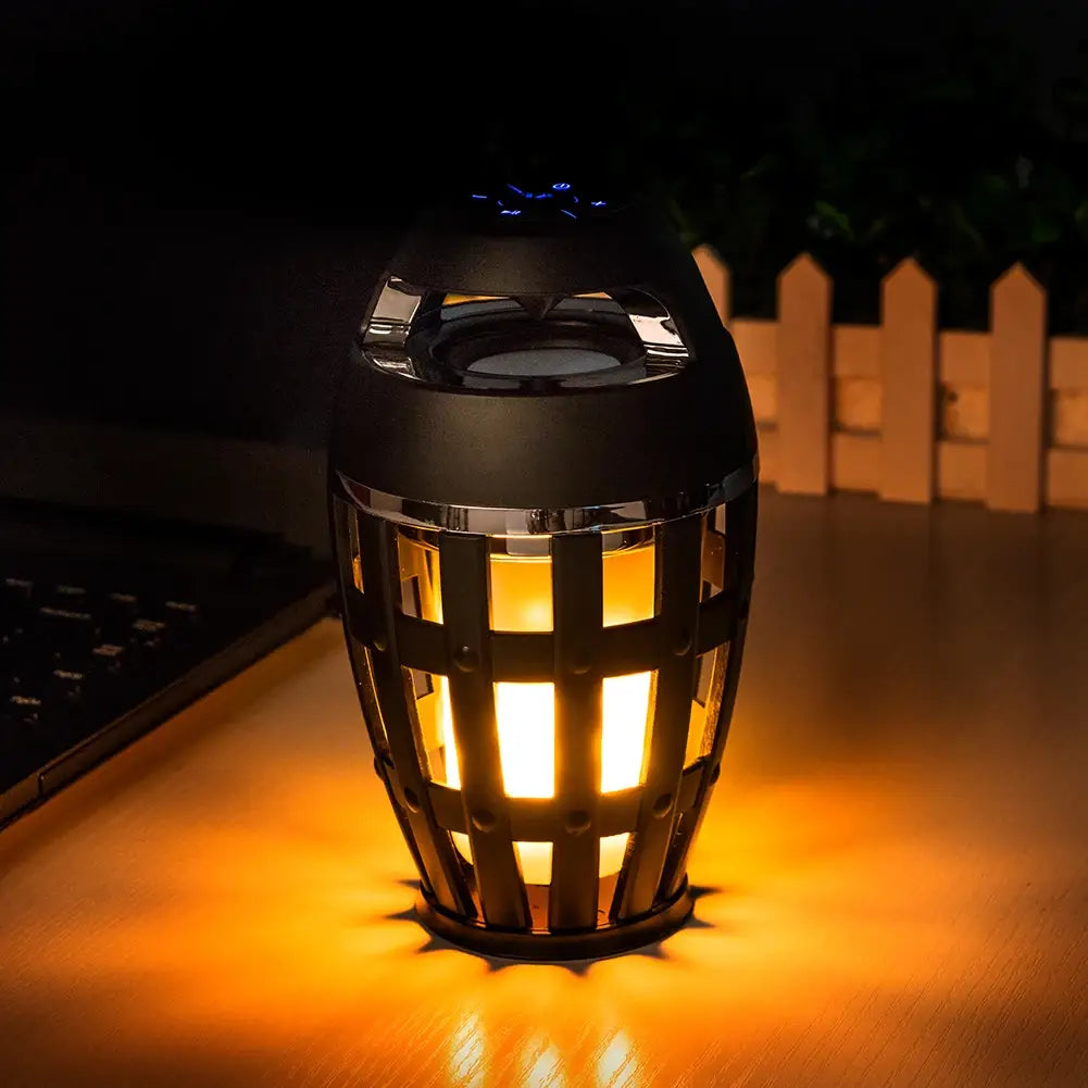 Portable Flame Lamp Bluetooth Speaker Touch Soft Flash Light Effect Camping Lantern With USB Cable