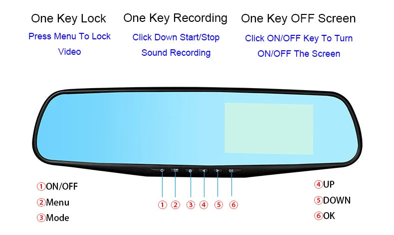 Full HD 1080P Car Dvr Camera Auto 4.3 Inch Rearview Mirror Digital Video Recorder Dual Lens Registratory Camcorder