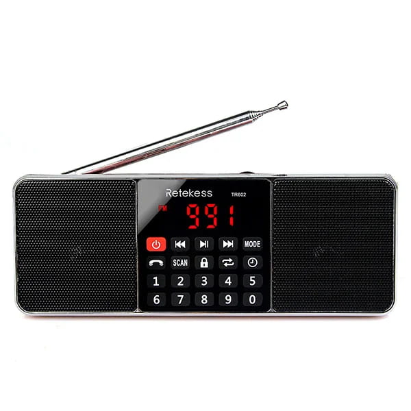 RETEKESS TR602 Digital Portable Radio AM FM Bluetooth Speaker Stereo MP3 Player TF/SD Card USB Drive Handsfree Call LED