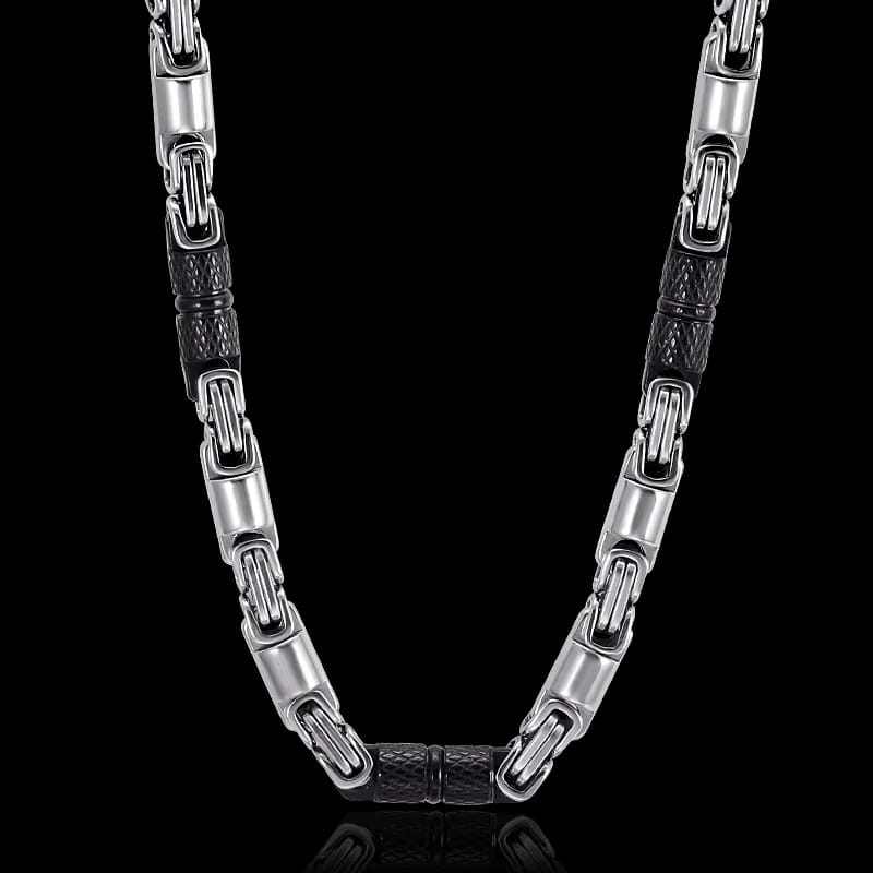 Titanium Stainless Steel 55CM 6MM Heavy Link Byzantine Chains Necklaces for Men Jewelry