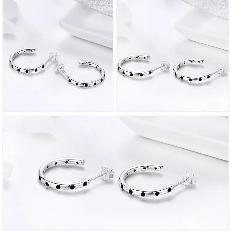 BAMOER 925 Sterling Silver Stackable Droplets Stud Earrings with Clear CZ SCE041