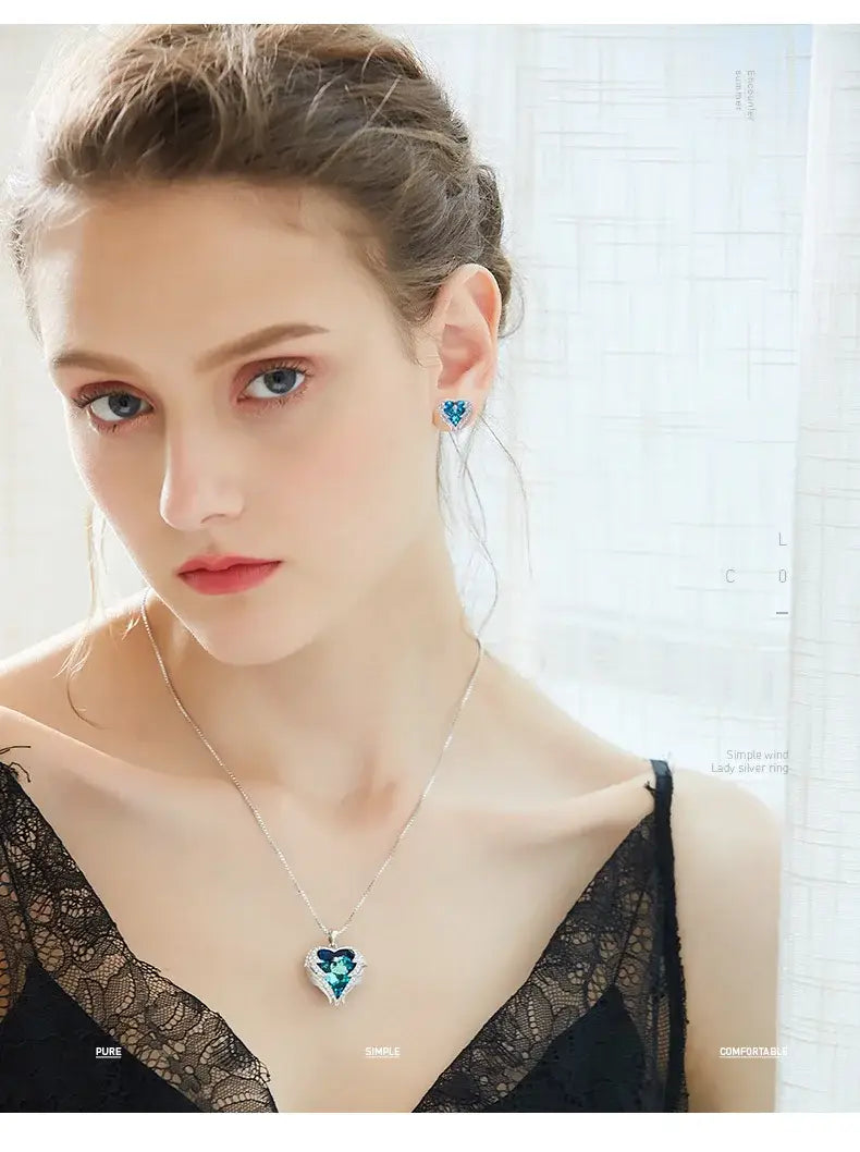 Cdyle Angel Wings Necklace Crystals from Swarovski Necklaces Fashion Jewelry For Women Heart Of Mother’s Day Gifts