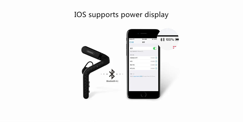 Original Remax RB-T16 Bluetooth 4.1 Headset Wireless Stereo Ear Hook Earphone Business