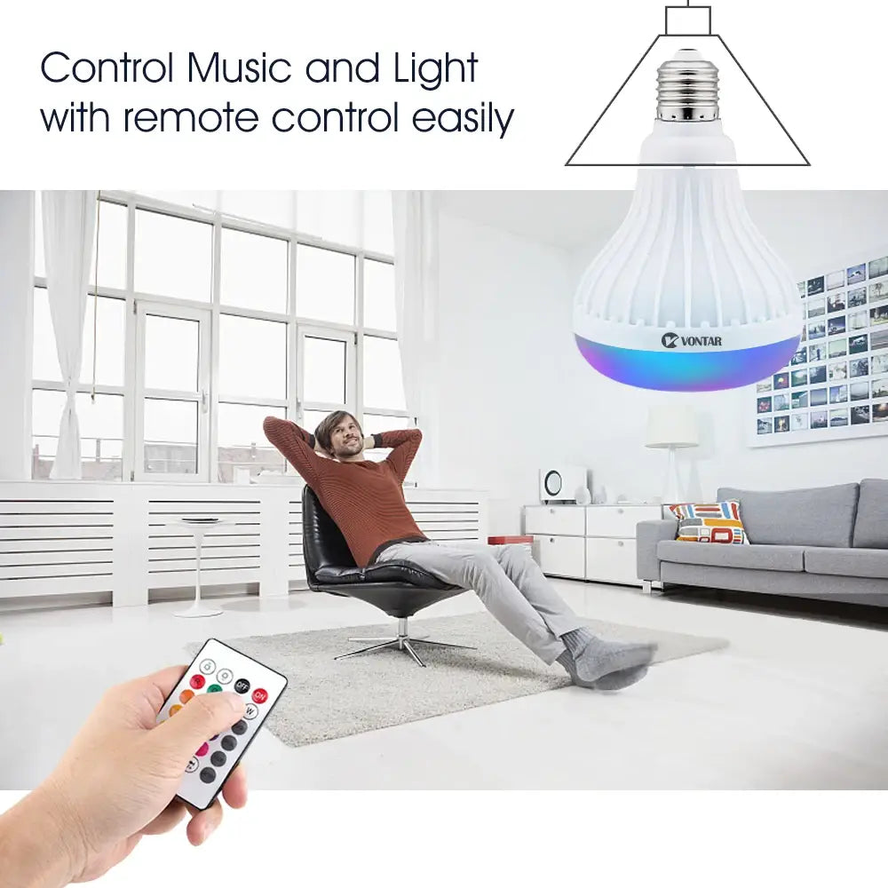 E27 B22 Wireless Bluetooth Speaker + 12W RGB Bulb LED Lamp 110V 220V Smart Led Light Music Player Audio with Remote