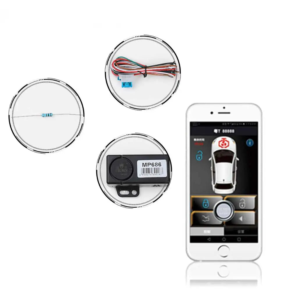 Universal Smart Key Central Locking Door Lock SmartPhone APP Auto Remote Keyless System Passive Trunk Car Alarm MP686B