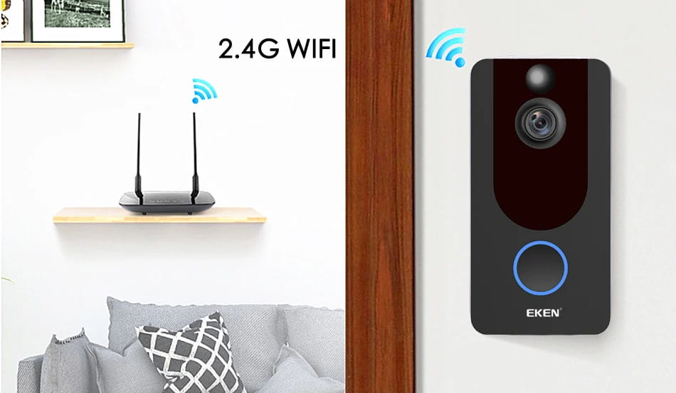 EKEN V7 HD 1080P Smart WiFi Video Doorbell Camera Visual Intercom Night vision IP Door Bell Wireless Security