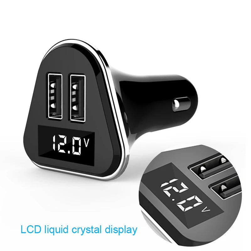 Anlud Dual USB Universal ABS + PC LED Screen Car Charger with Volatge Display