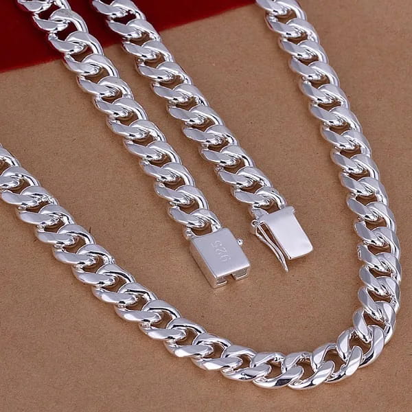 Men’s 24 ’’ 60cm 10mm N925 Sterling Silver color Necklace 115g Solid Snake Chain N011 Gift Pouches