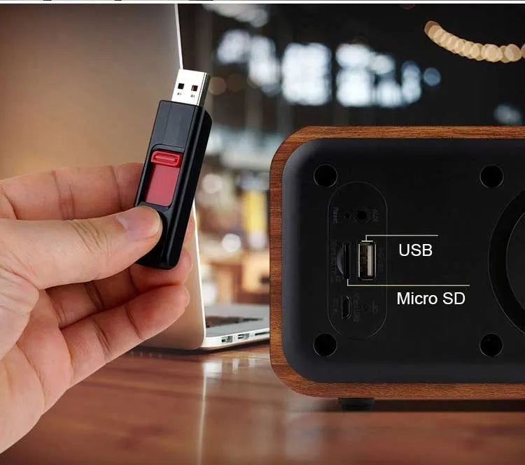 Wireless Wooden Portable Bluetooth Speaker Subwoofer with FM Radio Alarm Clock Caixa De Som Remote Control Altavoces