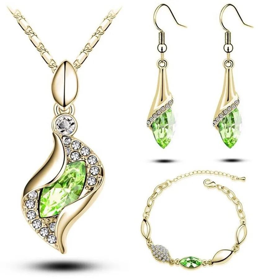 A Gold Filled Colorful Austrian Crystal Drop Jewelry Sets