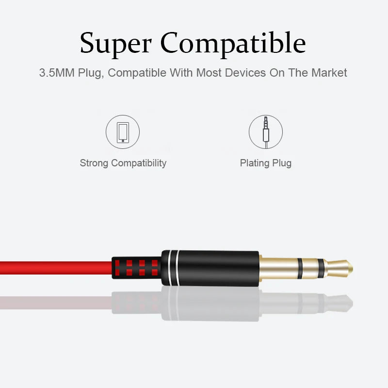 M&J 3M Earphone Monitor Headphones With Long Wire 3.5mm Gilded HiFi Stereo Universal Auricular For iPhone Huawei Xiaomi