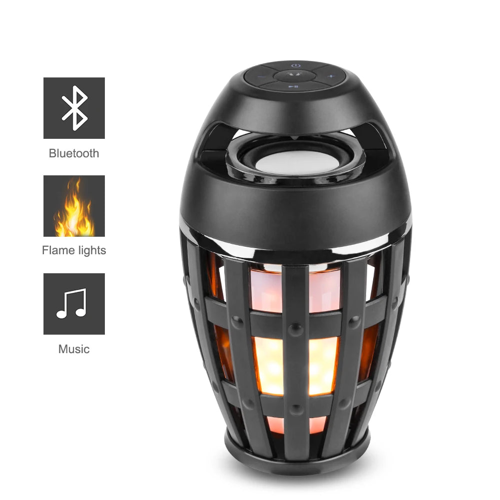 Portable Flame Lamp Bluetooth Speaker Touch Soft Flash Light Effect Camping Lantern With USB Cable