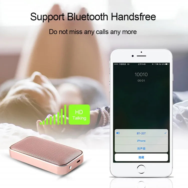 BT207 Portable Pocket Wireless Bluetooth Speaker Mini Small Metal Music Sound Box Handsfree Outdoor Bass Subwoofer