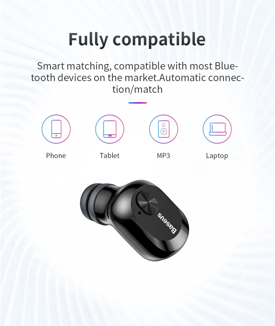 Baseus W01 TWS Bluetooth Earphone Wireless Headphone 5.0 Stereo Bass earphones With HD Microphone For Phone
